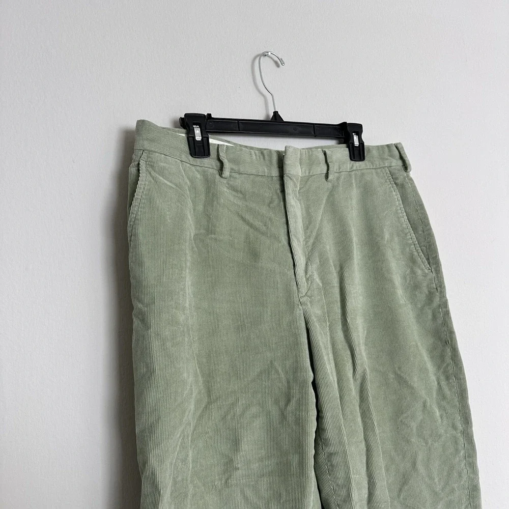 Lands End‎ Mens Sage Green Corduroy Pants Straight Leg 35x28 Cotton Chinos